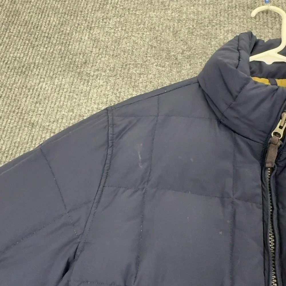 J CREW Jacket Mens L Navy Blue Cotton Nylon Down Fill Mock Neck Puffer Outdoor